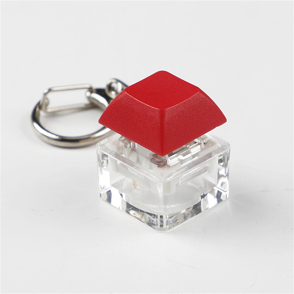 Acrylic Cute Keyboard Keychain 25 Colors Finger Decompression Desk Toys Stress Relief Fidget Push Button for Adult and Kid gifts