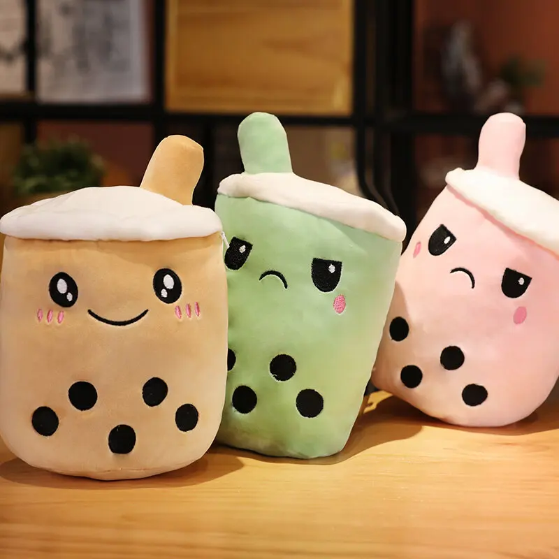 8 style 15/25cm hot sale reversible boba plush cute boba plush reversible double sided expression kawaii reversible boba plushie