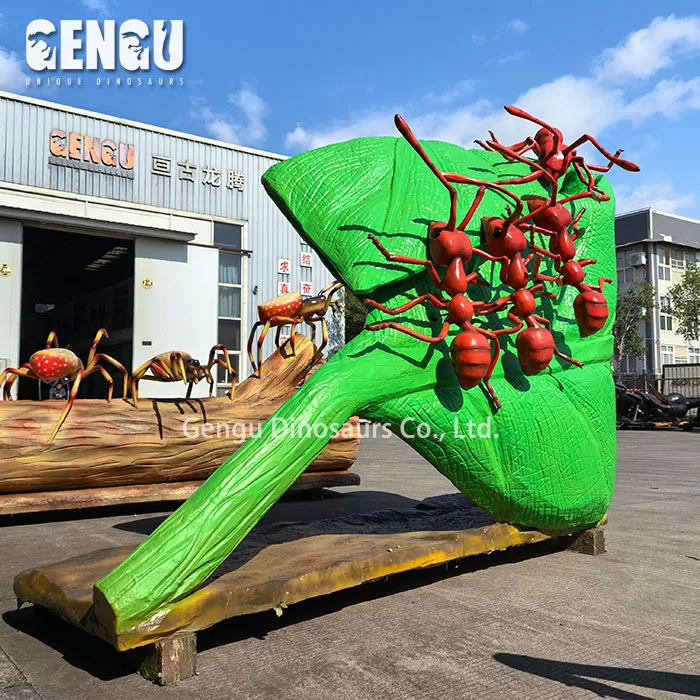 Large Static Insect Model Zoo Park Waterproof Animatronic Ants And Leaf