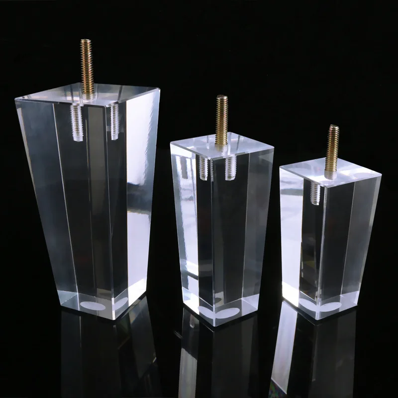Crystal transparent coffee table foot cube organic glass furniture accessories acrylic foot custom wholesale