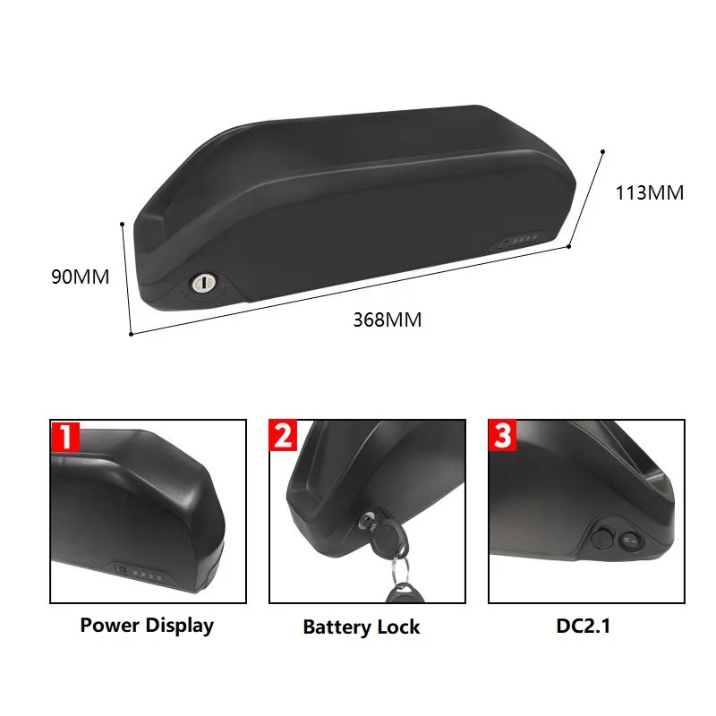 POLLY DP-6 52V 12.5AH Ebike Frame Battery 18650 3.7V 2500AMH Lithium Batteries Pack for Ebike Conversion Kit
