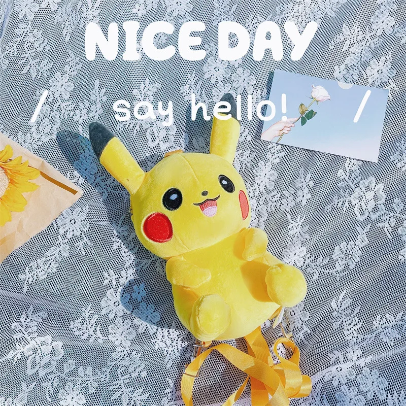 High Quality Soft Plushies Toy Kawaii Pokemoned Pikachu Plush Backpacks Kids Children Shoulder Bag Stuffed Animal Doll Wholesale