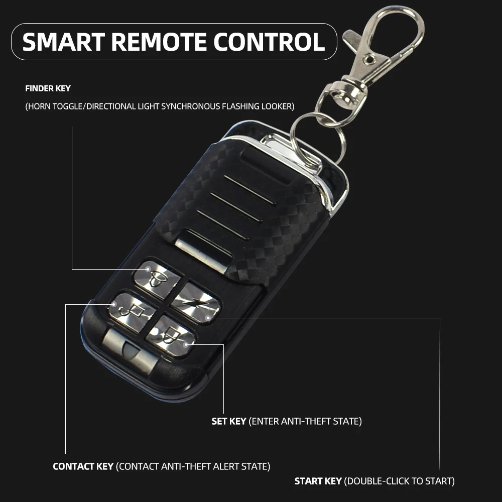 New trend long life high performance smart control motorbike motorcycle 2 way car alarm