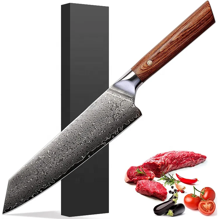 Роскошная Подарочная коробка и эргономичный цвет деревянная ручка 8 дюймов шеф-повар нож vg10 супер Нержавеющая сталь дамасский нож Kiritsuke нож