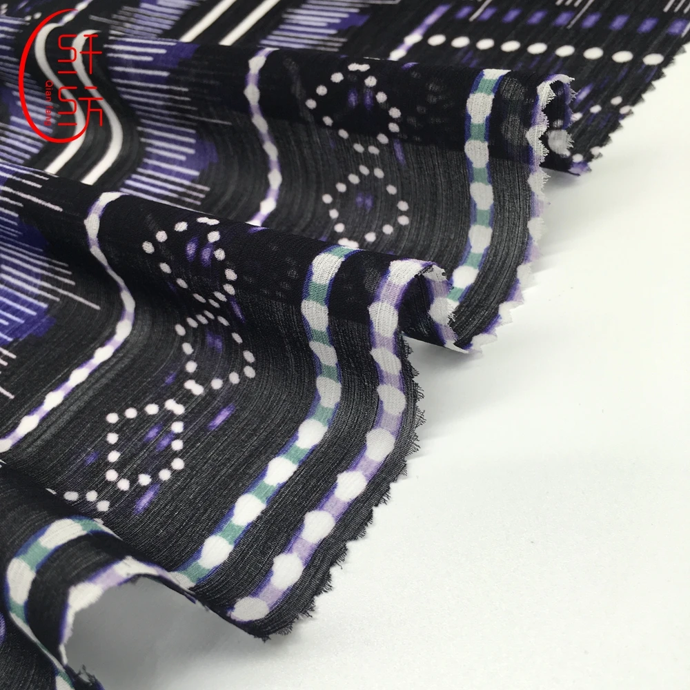 Crepe Chiffon Fabric Print for Lady Dress Lady chiffon printed fabric for women clothing