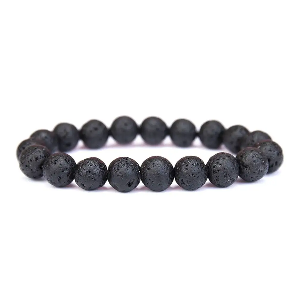 Fashion Unisex Men Women Jewelry Volcanic Diffuser Bracelet Bead Gemstone Stretch Lava Stone Natural Rock 8mm Bracelets, Bangles