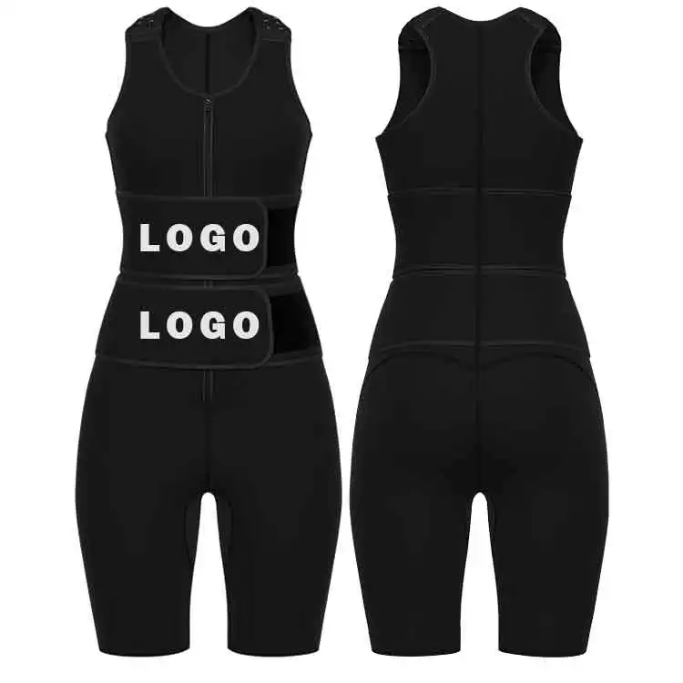 Новый дизайн 3 в 1 триммер для живота с двойным ремнем Ykk женский формирователь на молнии Регулируемая длина плеч неопреновый жилет для талии