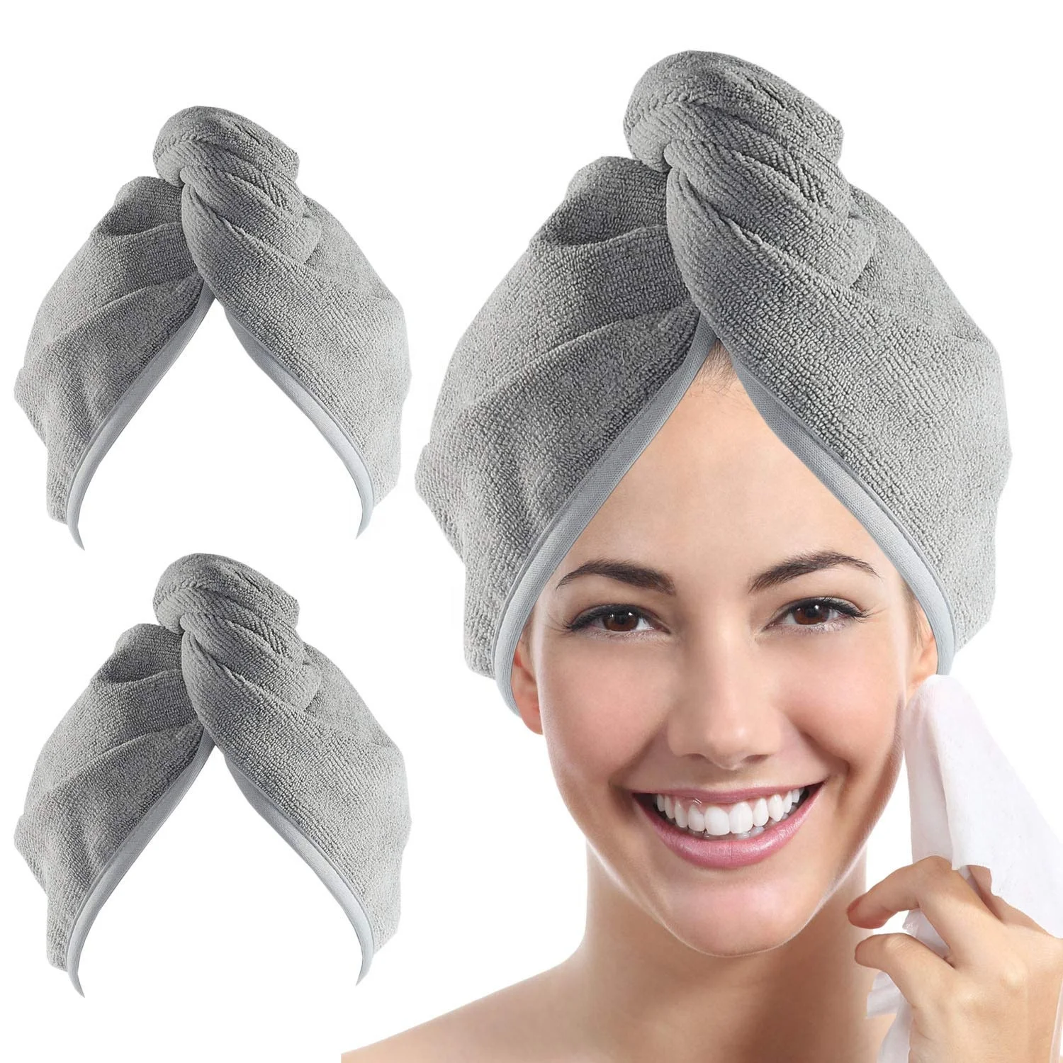Microfiber Hair Towel Wrap Super Absorbent Quick Dry Hair Turban for Drying Curly Long Thick Hair women