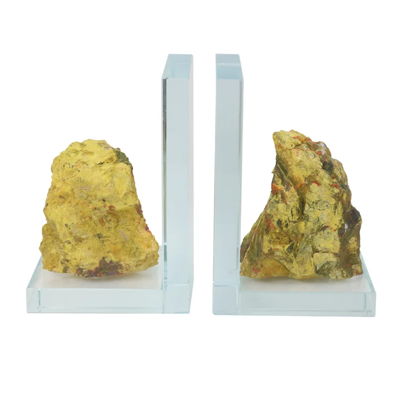Decorative Clear Crystal Glass Bookends Book Ends  Stone Book Stand Holder Supports Bookend for Books Magazines