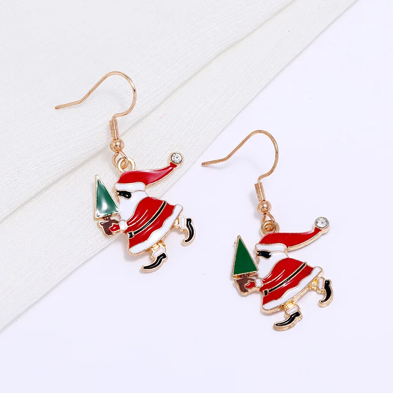 LW80085 Factory Anti-Allergy Christmas Earrings Cute Fun Santa Snowflake Christmas Tree Ear Hook Earing