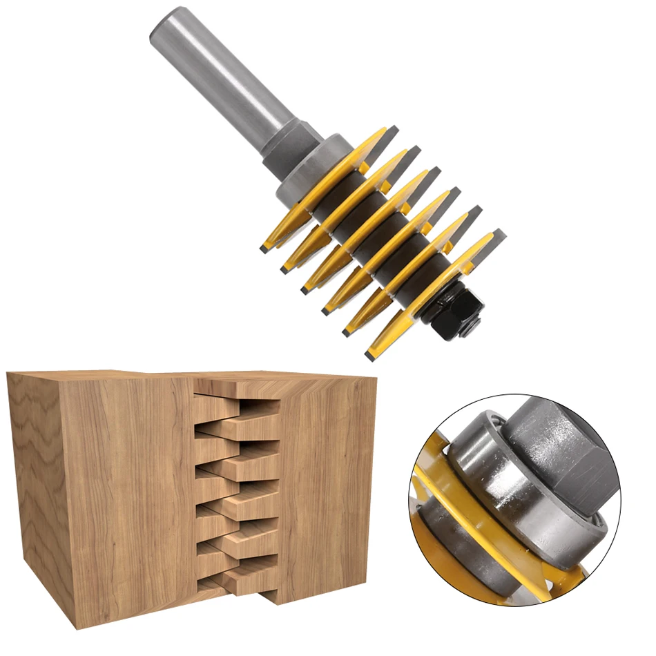 ALPHA 1/2' Shank Industrial Grade 2 Teeth Wood Router Bit Adjustable Finger Joint Router Bit Cutter