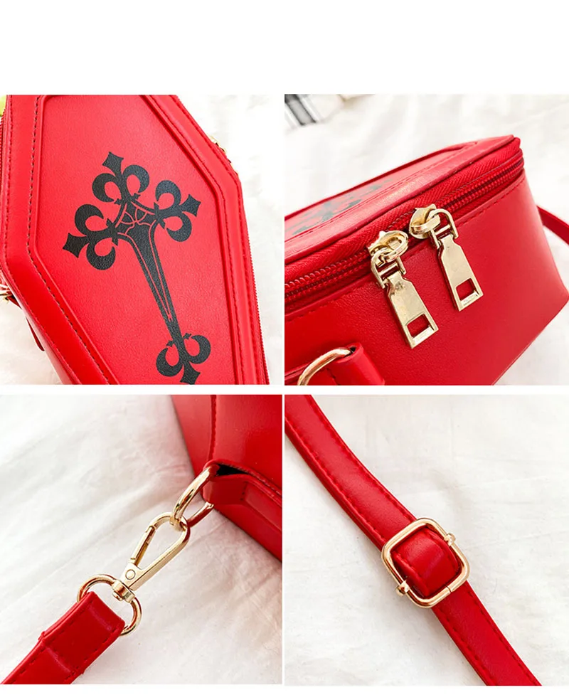 American Fashion Retro Dark Department Personality Cross Coffin Female Tide Pu Crossbody  Shoulder Bag Female