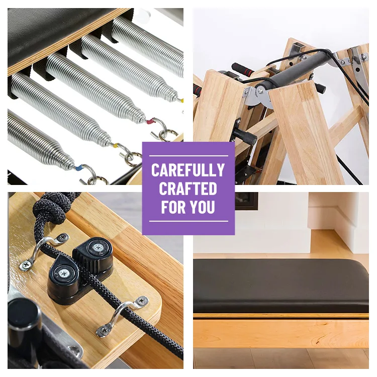 High Strength Wood Pilates Space Saving Maple Oak Wood Yoga Foldable Pilates Reformer Bed Machine For Pilates Studio