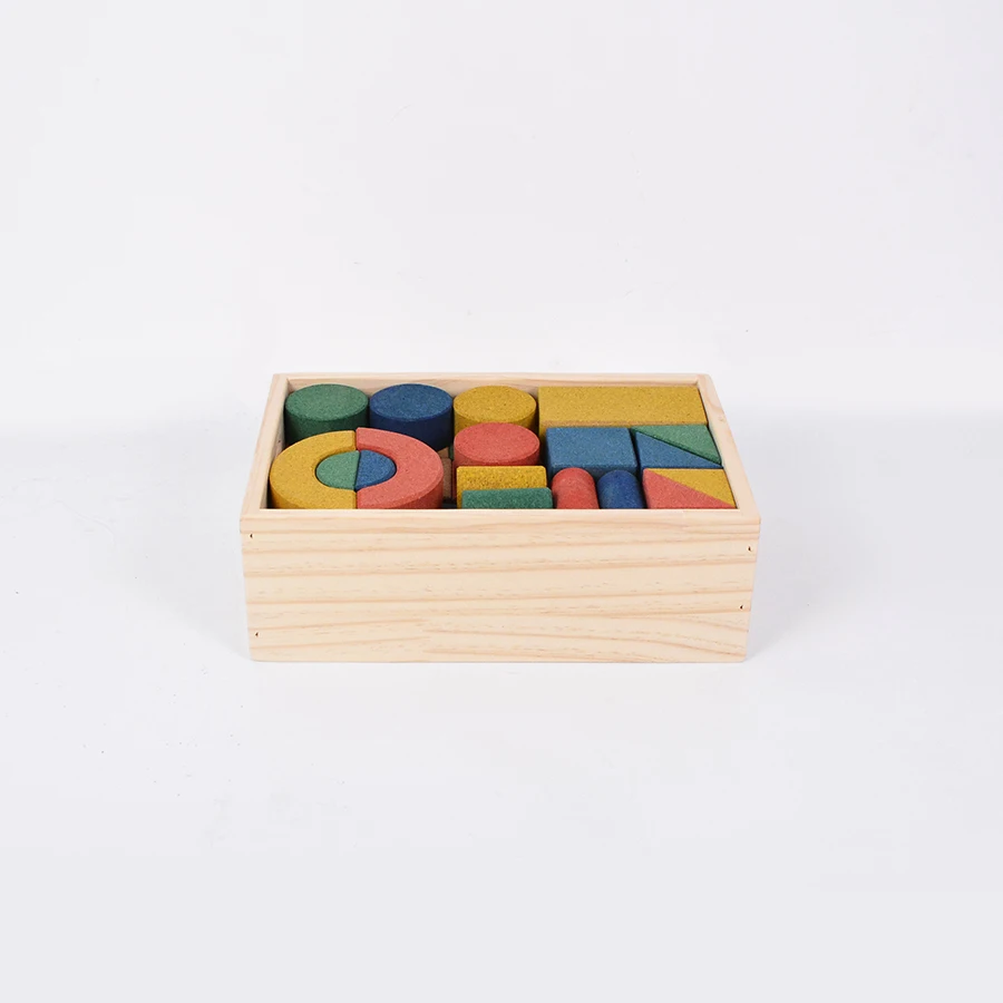 Children Kindergarten Montessori Teaching Educational Toys Wooden 48Pcs Cork Blocks For Kids