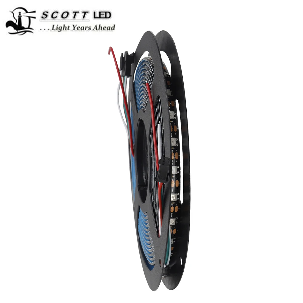 Programmable Build-in SK6812 Pixel Led strip RGB SMD 5050 30led 1 led 1 cut Black Pcb waterproof IP65 Flexible rope lighting