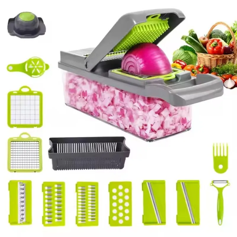 Modern Kitchen Chopper 16 in 1 Vegetable Chopper with Custom Logo Features Pressing & Dicing Sustainable