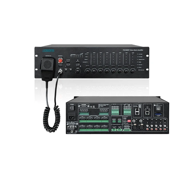 8 Zones digital microprocessor-controlled EN54 voice alarm amplifier for voice evacuation announcements Emergency Broadcast