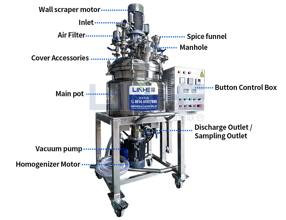 50l high speed mixer Vacuum Emulsifier Emulsion Homogenizer Mixer Machinery Cosmetic Toothpaste Vacuum Emulsifying Mixer