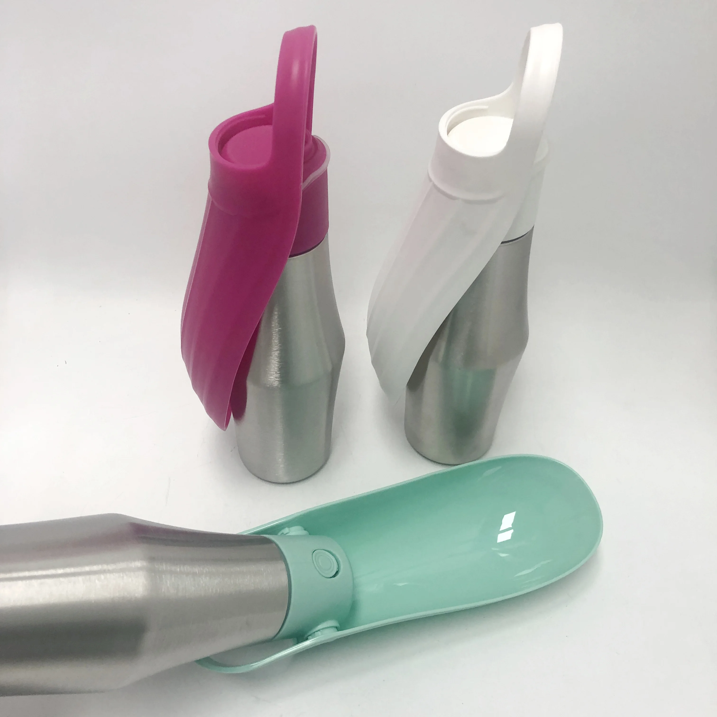 27oz Portable Dog Drinking Water Bottle Stainless Steel Pet Travel Drinking Bottle Water Dispenser With Flip Feeding Bowl