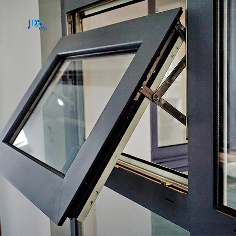 Jundexuan White Inward Opening Awning Window UPVC Frame Awning Windows With Single Tempered Glass For Basement