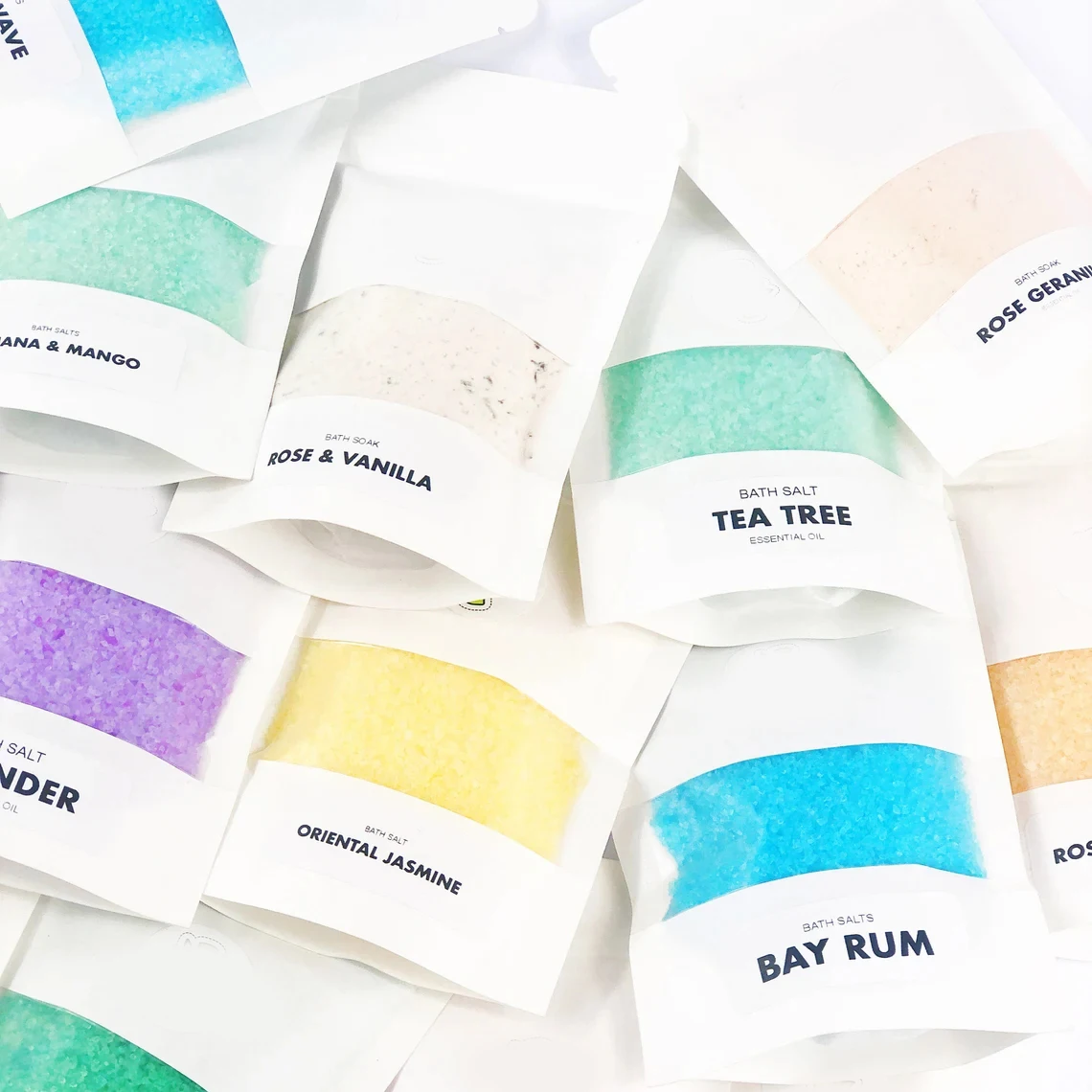 Customize Your Sea Salt Bath Packaging Bags Natural Scented Dead Sea bath Soak Salts With Flowers
