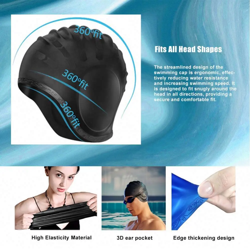 Baiyuheng Outdoor Silicone Bathing Swimming Hat Pool Waterproof Sport Adult Swim Wear Accessories Swimming Cap