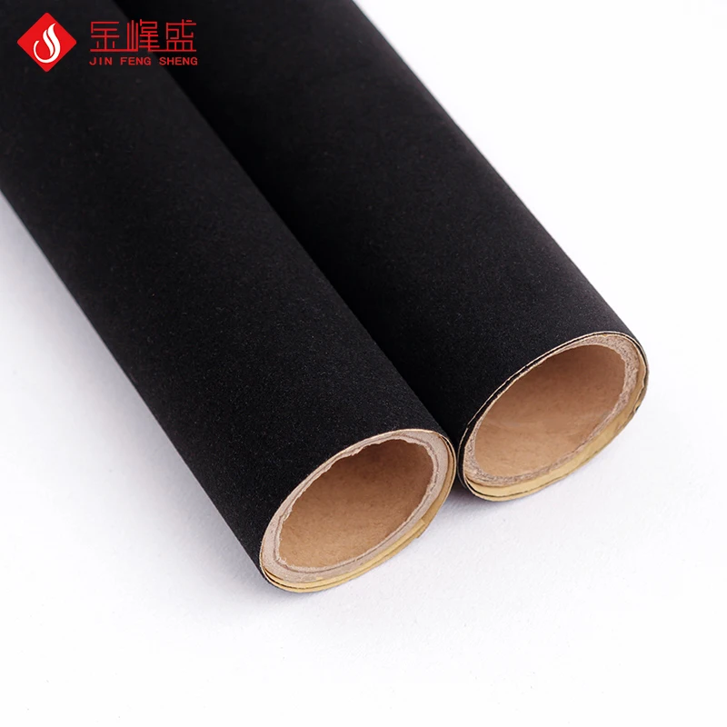 RPET flocked material jewelry box insert flocking fabric black self adhesive flock velvet fabric