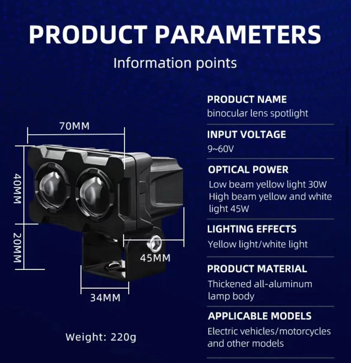 U7 12V 10W Motorcycle Led Projector Lens Headlamps Fog Lights Turn Signal Motorcycle LED work light bulb