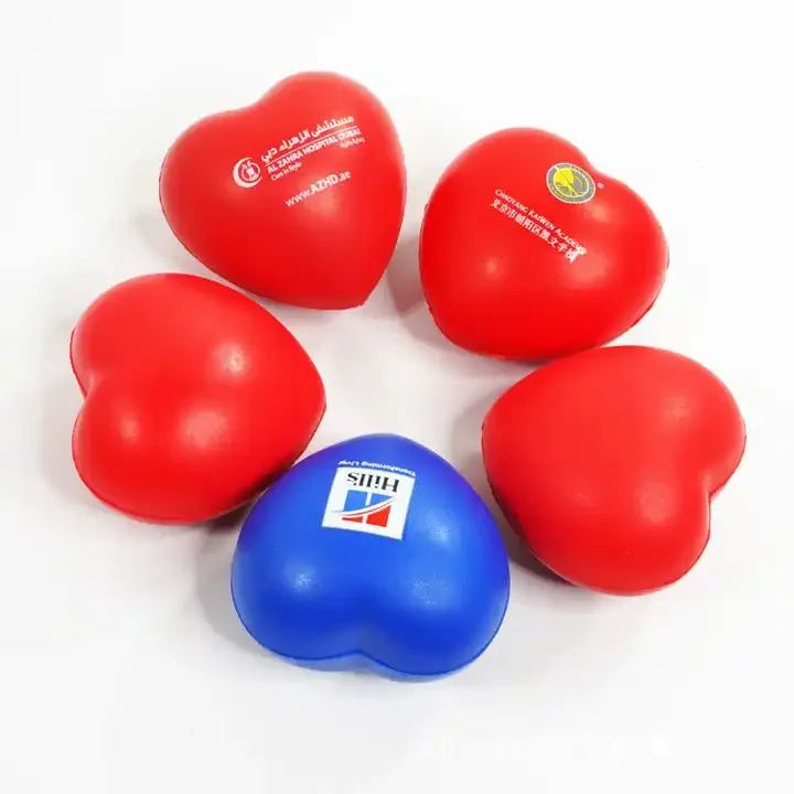 Promotional Custom PU Foam Stress Ball Red Heart Shape Soft PU Foam Stress Ball Heart Shape Anti Stress Ball Gift