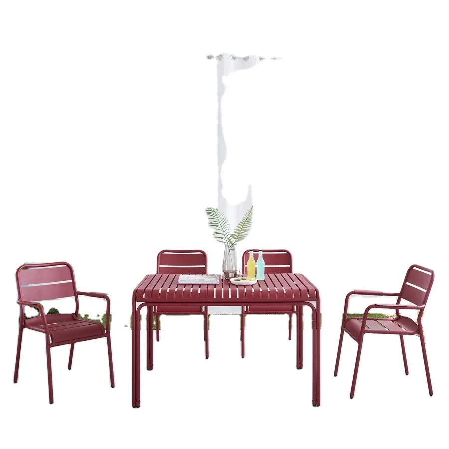 Outdoor Furniture teatime cafe patio Sets Garden Furniture cast aluminum long table and chair bench variety of colors