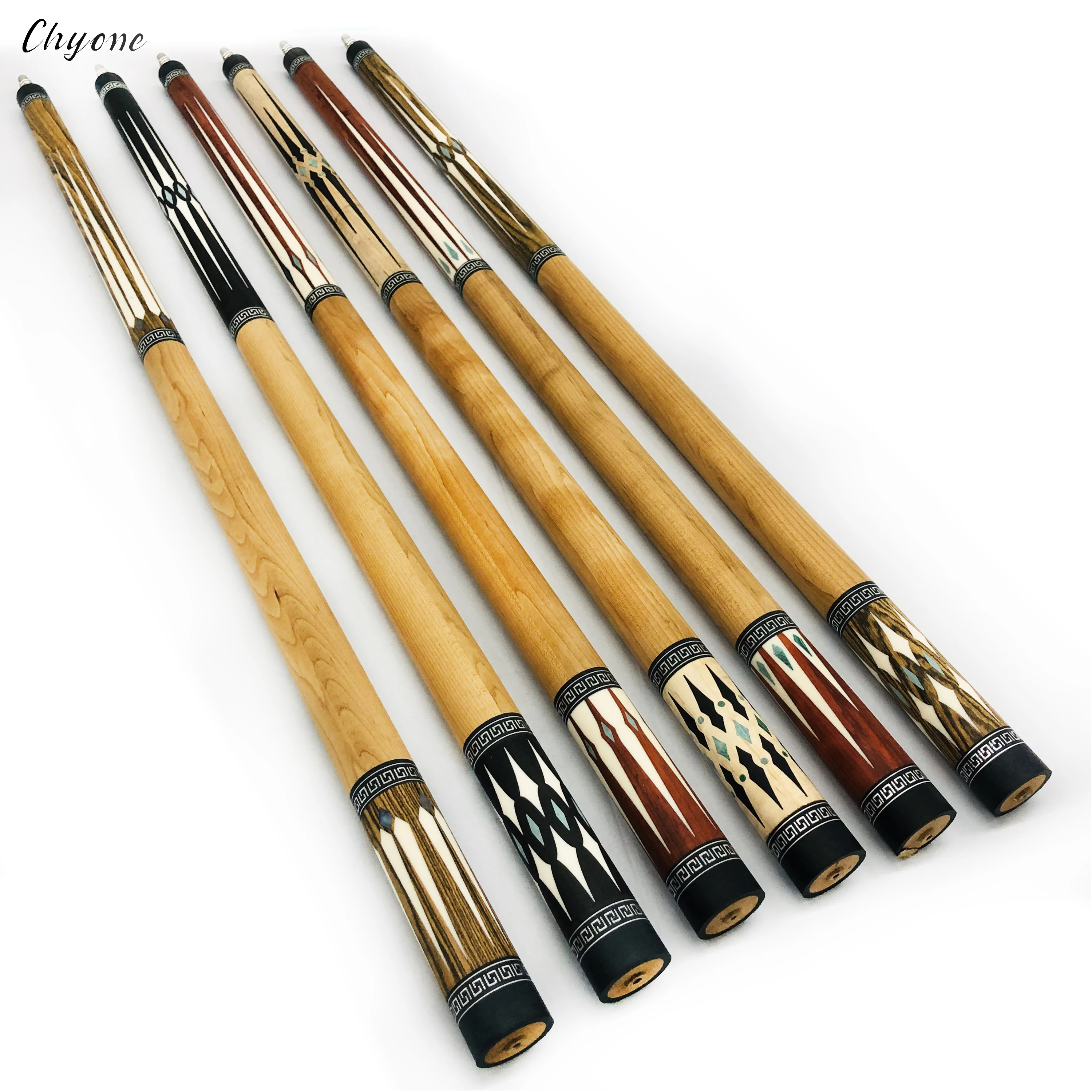 Pool cue Chyone custom abalone shell inlays gabon ebony wood radial joint carom cue  billiard cue stick