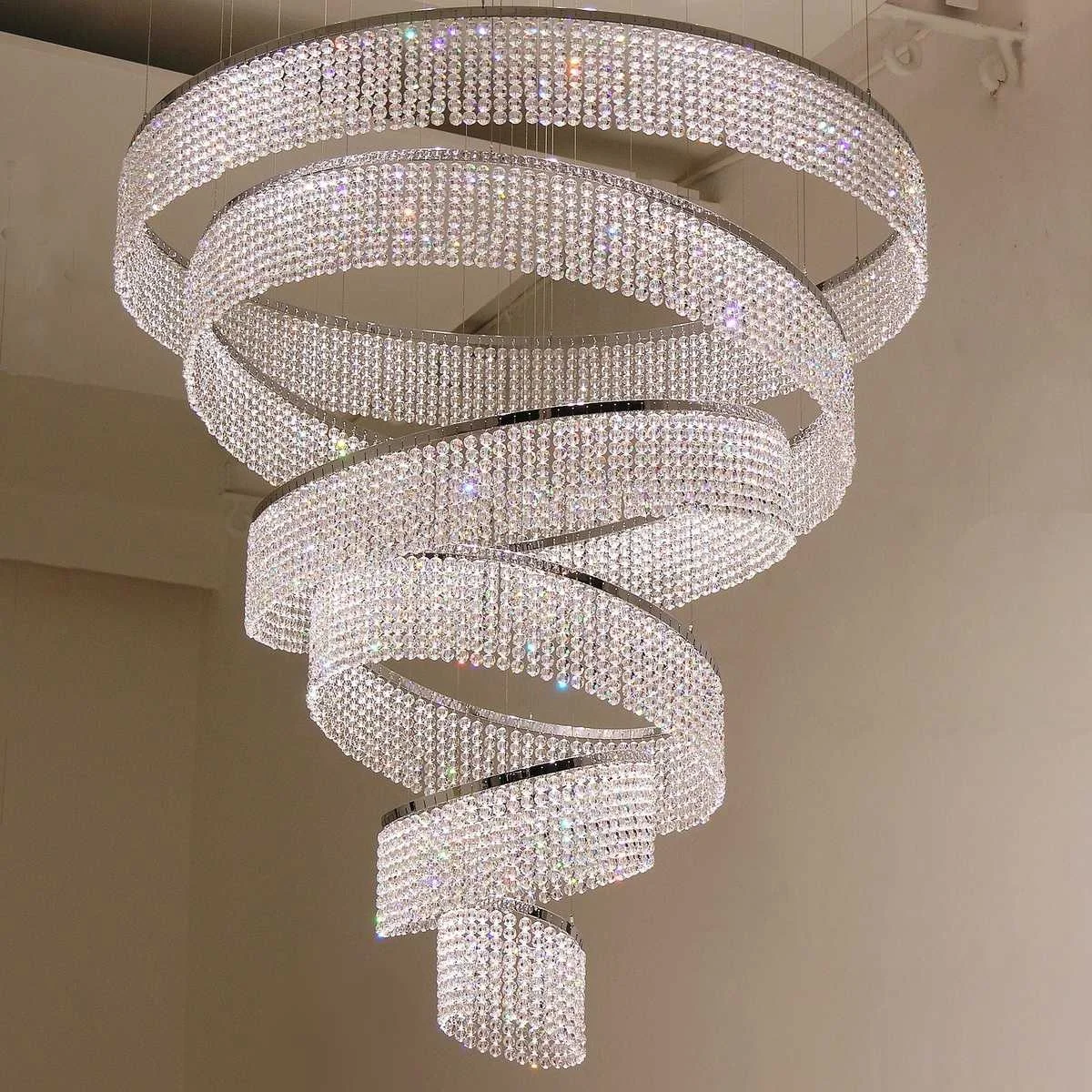 New arrival LED Spiral Crystal Chandelier Light Lustres de cristals for Living Room