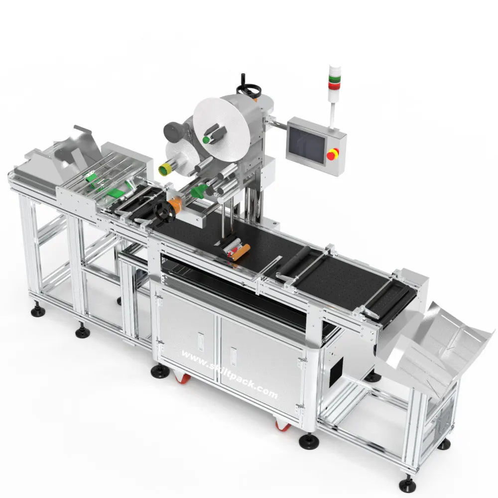 Automatic feeding label applicator for empty bags