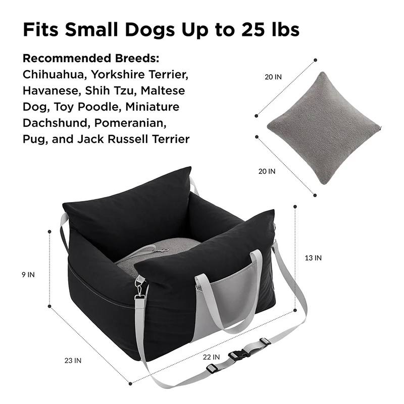 Customize Pet Backseat Cover Waterproof Portable Travel Small Dog Car Booster Armrest Middle Center Console Seat with Belt