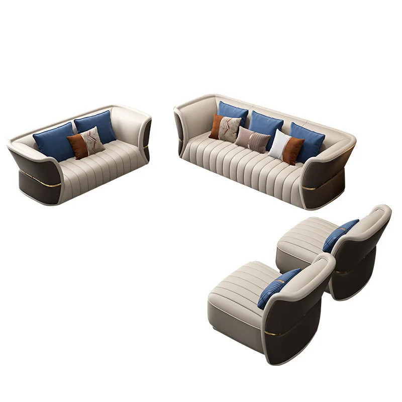Modern  Nordic Style Living Room  Furniture Sofas set  Stainless Steel Leather 1-3 Seater  For Home hotel  living room sofa