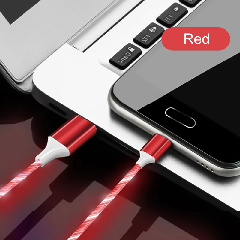 Быстрое зарядное устройство Micro USB Тип C LED Свечение течет USB Дата-кабель 8 Pin зарядный кабель для мобильного телефона