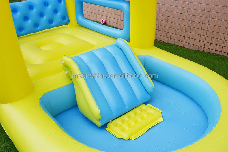 Vinyl yellow duck play house children inflatable pool ring toss game large kid inflatable pool with slide for indoor&outdoor