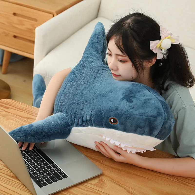 Giant Shark Plush Toys Soft Marine Organism Blue Shark Stuffed Animal Toy Funny Sleeping Pillow Cushion Aquarium Gift For Kids