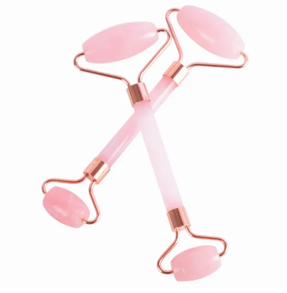 New arrival rose gold quartz Crystal jade Roller with zinc alloy frame