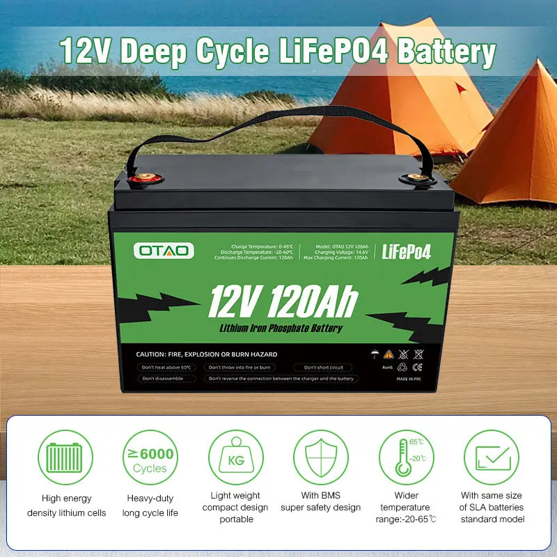 Wholesale Lifepo4 Battery Pack 12V 120AH Lipo4 Batterie For Outdoor Portable Power Station DIY Lithium Iron Phosphate Battery