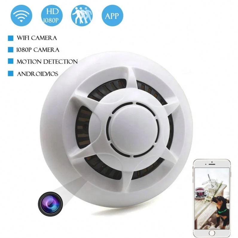  WIFI Скрытая камера НЛО Беспроводной детектор дыма стильная HD 1080 с детектором движения циклическая запись Удаленный просмотр спрятанная Водонепроницаемая Экшн-камера