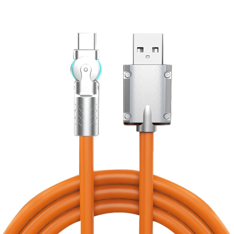 Veggieg High Quality 180 Degree Rotation USB Type C Cable 6A Fast Charge For Huawei Samsung USB-C Wire Quick Charging Usb Cable