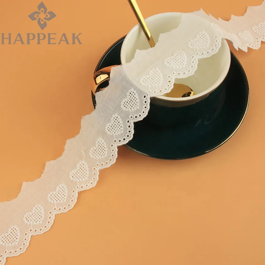 HAPPEAK High Quality Embroidered Lace Trim Crochet Guipure Cotton Lace Trim Ribbon Roll For Wedding Decoration