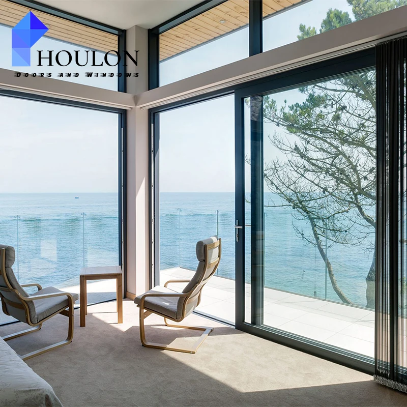 Luxury Royal Chinese Top Brand Black Tinted Sliding Door Exterior Patio Panoramic Aluminum Sliding Doors