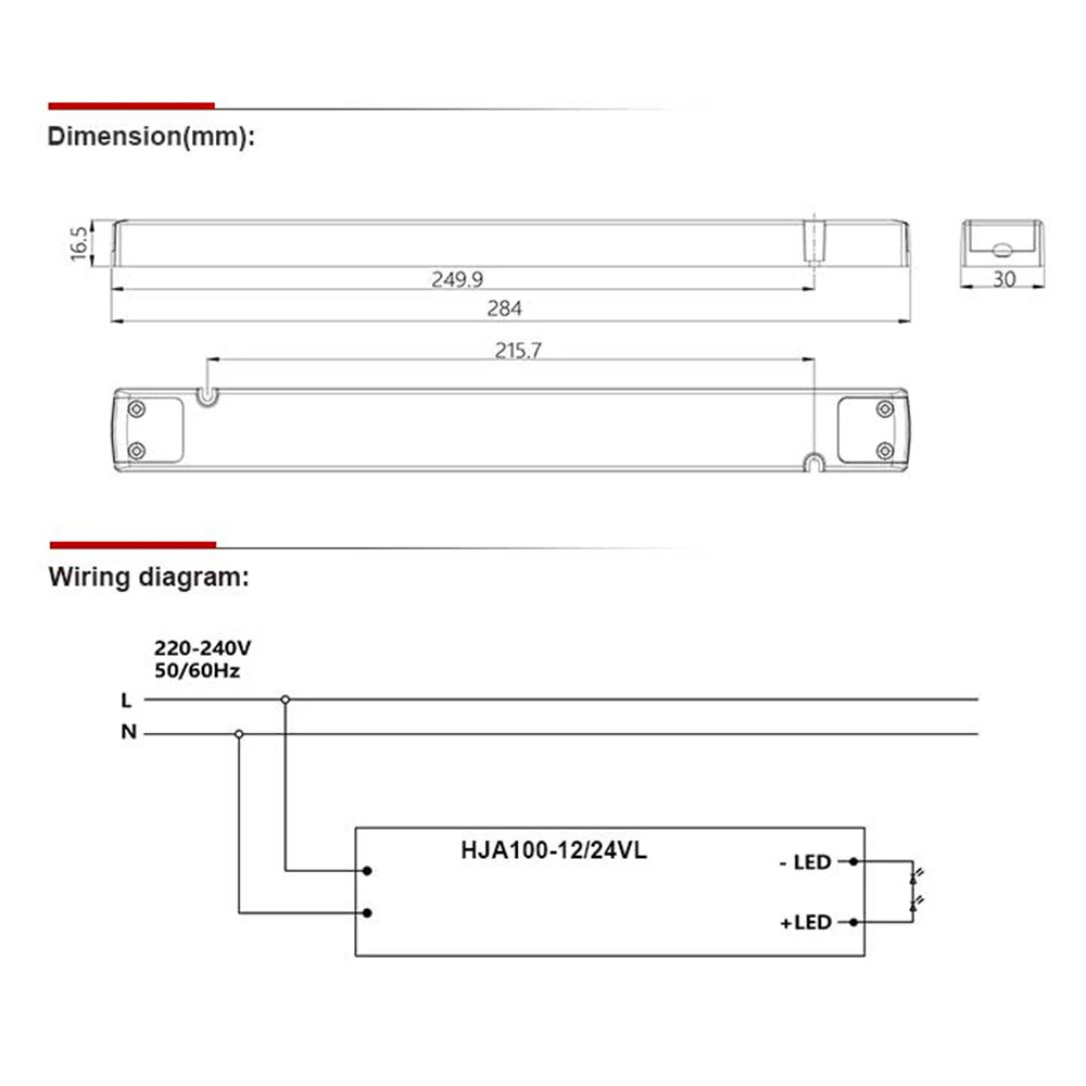 HENGJIE  Ultrathin Strip Constant Voltage Driver 100W 12V/24V Transformer