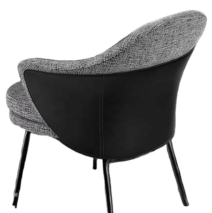 Luxury Modern Style Dining Furniture Dining Chair  Soft Cushion  Backrest Pu leather with line fabric Dining Chair Arm Chair
