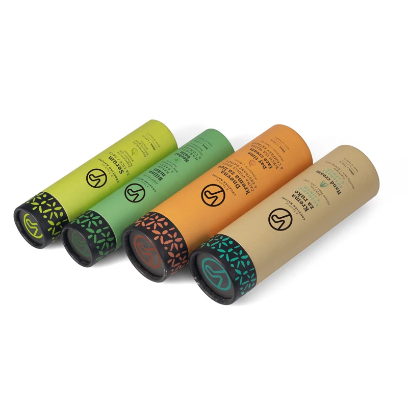 High End Cylinder Customized Paper Corrugated Tube Box Eco Friendly For Make up Cosmetic Packaging