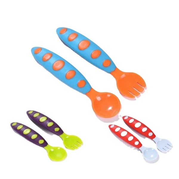 Bpa Free baby spoon and fork 100% food grade baby silicone spoons