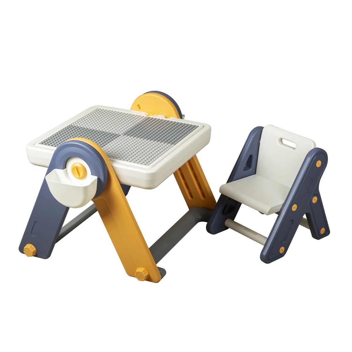 DIY Children Study Desk Double-use Baby Plastic Toys Building Block Table