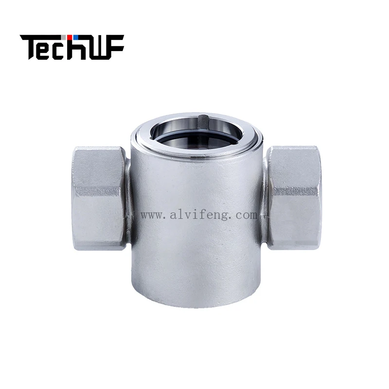 Visual stainless steel liquid sight glass water flow indicator with impeller